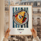 Crêpes – on Striped Tablecloth, French French Pastry Still Life, styled in a charming Paris street view