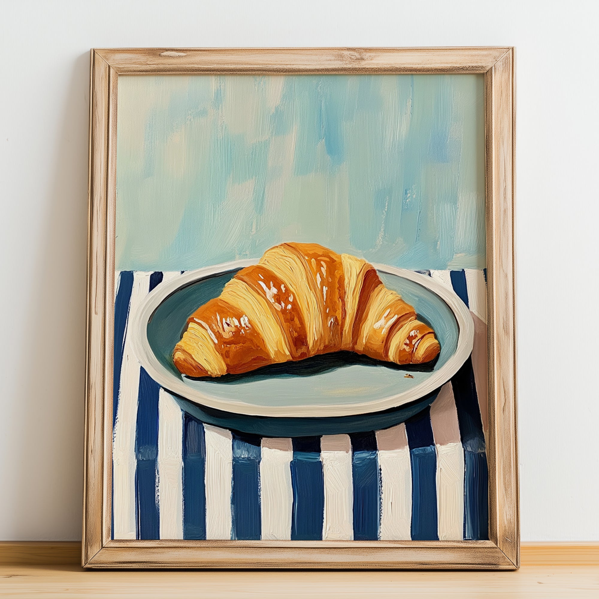 Croissant – Art, French French Pastry Still Life, no-text version framed in wood