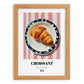 Croissant – on Striped Tablecloth, French French Pastry Wall Art, set in oak frame