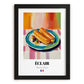 Éclair – Colorful Oil Painting, French French Pastry Print, in sleek black frame