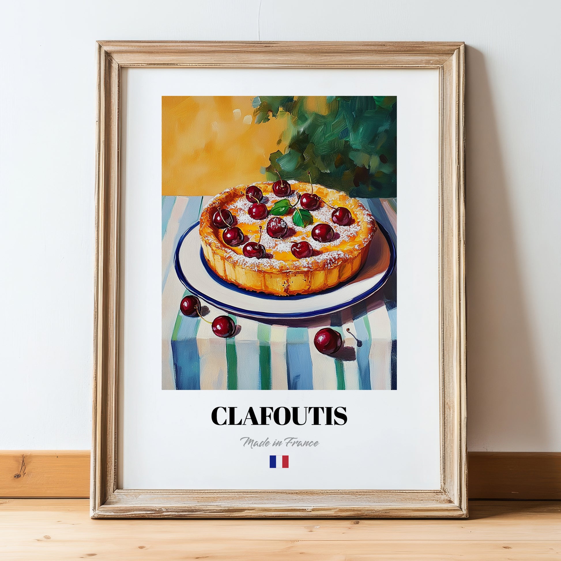 Clafoutis – Oil Painting, French French Dessert Painting, in wooden frame leaning on the floor