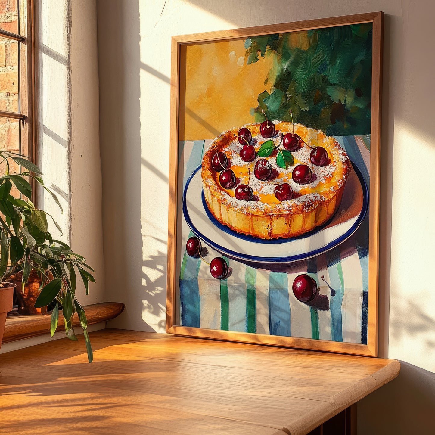 Clafoutis – Oil Painting, French French Dessert Painting, clean layout with no caption