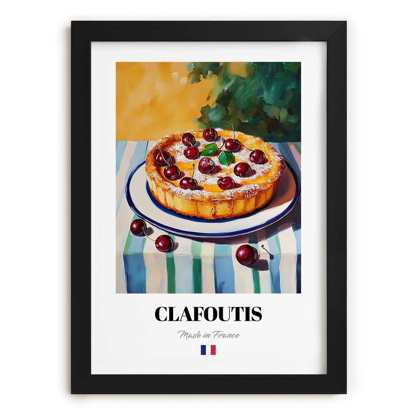 Clafoutis – Oil Painting, French French Dessert Painting, in sleek black frame