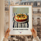 Hachis Parmentier – on Striped Tablecloth, French Food Illustration, styled in a charming Paris street view