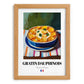Gratin Dauphinois – on Striped Tablecloth, French Food Illustration, set in oak frame