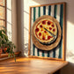 Tarte Flambée – on Striped Tablecloth, French Pastry Painting, clean layout with no caption