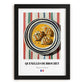 Quenelles de Brochet – on Striped Tablecloth, French Food Painting, in sleek black frame