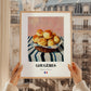 Gougères – on Striped Tablecloth, French French Pastry Still Life, styled in a charming Paris street view