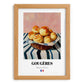 Gougères – on Striped Tablecloth, French French Pastry Still Life, set in oak frame