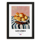 Gougères – on Striped Tablecloth, French French Pastry Still Life, in sleek black frame