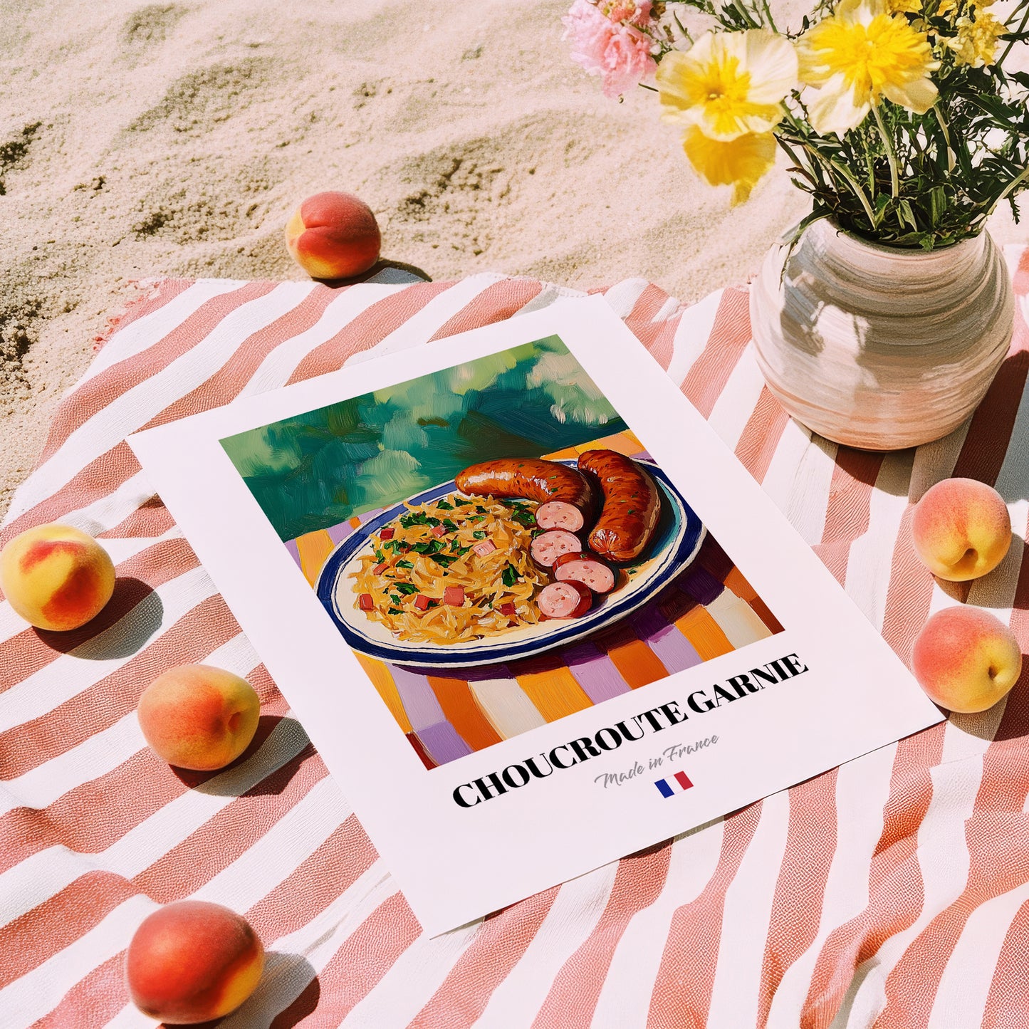 Choucroute Garnie – Art, French Food Painting, unframed on coastal sand