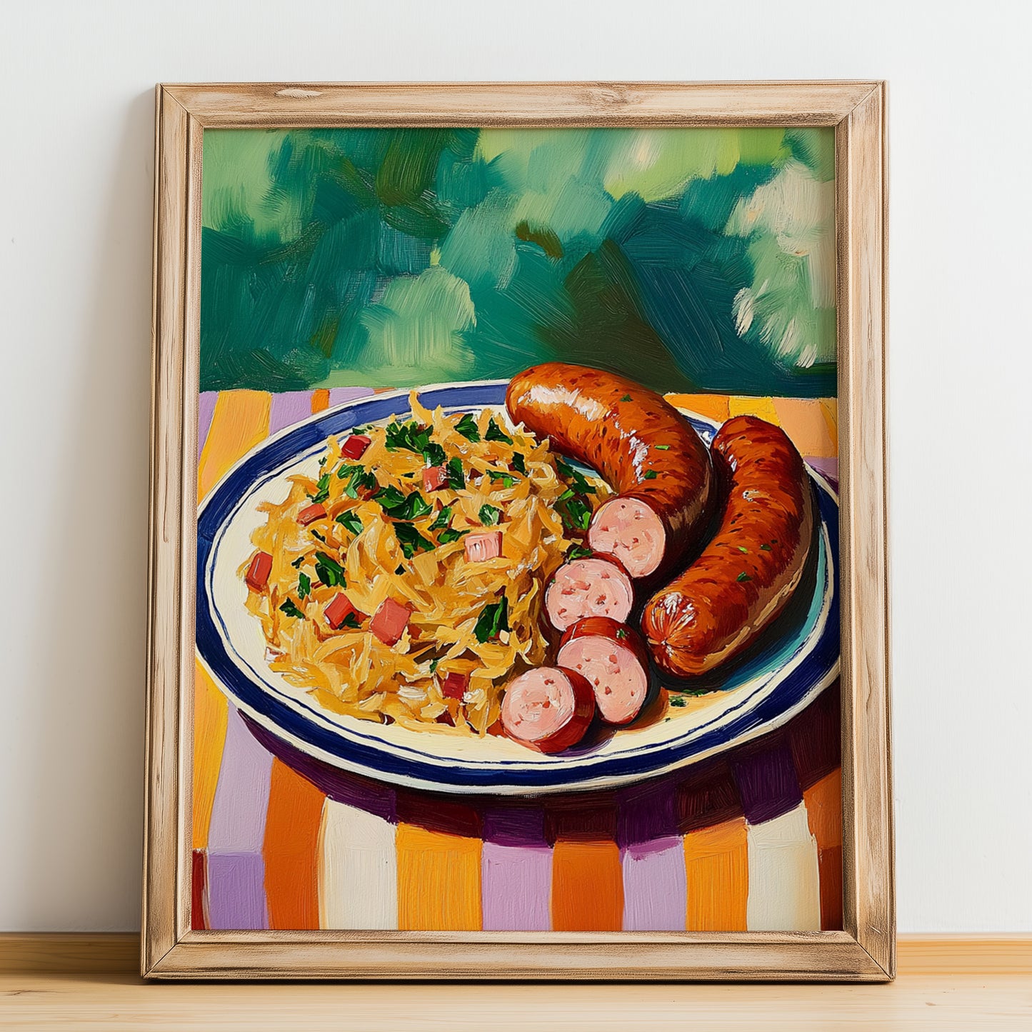 Choucroute Garnie – Art, French Food Painting, no-text version framed in wood
