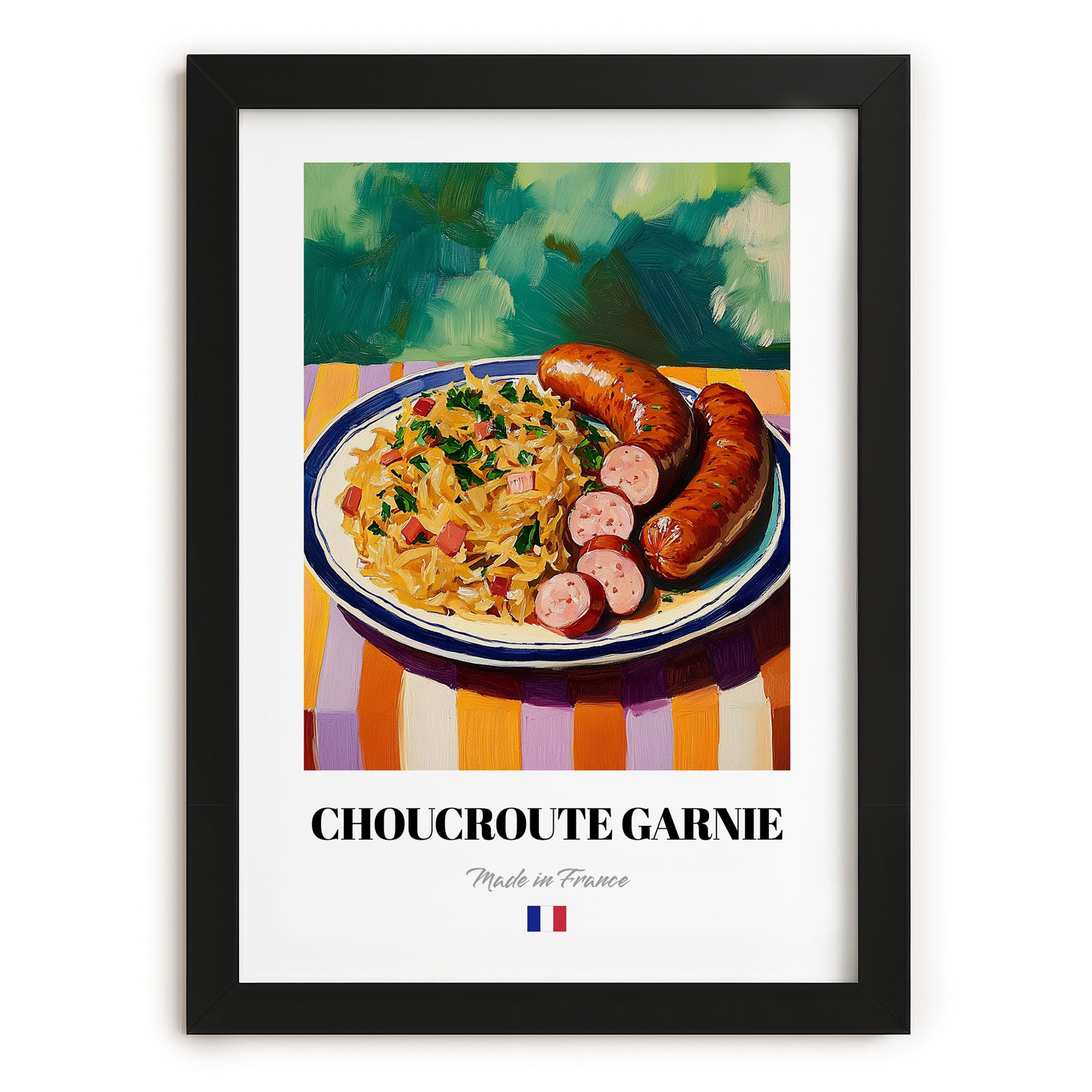 Choucroute Garnie – Art, French Food Painting, in sleek black frame