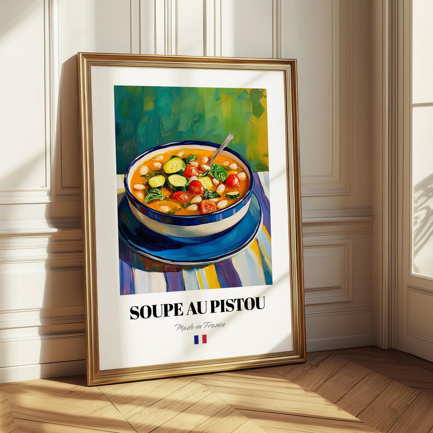 Soupe au Pistou – Colorful Oil Painting, French Food Still Life