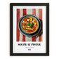 Soupe au Pistou – on Striped Tablecloth, French Food Illustration, in sleek black frame