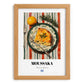 Moussaka – on Striped Tablecloth, Greek Food Print, set in oak frame