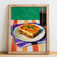 Moussaka – Oil Painting, Greek Food Painting, no-text version framed in wood