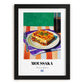 Moussaka – Oil Painting, Greek Food Painting, in sleek black frame