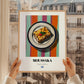 Moussaka – on Striped Tablecloth, Greek Food Still Life, styled in a charming Paris street view