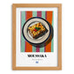 Moussaka – on Striped Tablecloth, Greek Food Still Life, set in oak frame