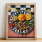 Souvlaki – Oil Painting, Greek Food Wall Decor, no-text version framed in wood