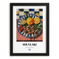 Souvlaki – Oil Painting, Greek Food Wall Decor, in sleek black frame