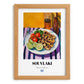 Souvlaki – Colorful Oil Painting, Greek Food Poster, set in oak frame
