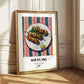 Souvlaki – on Striped Tablecloth, Greek Food Wall Decor