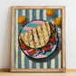 Gyros – Oil Painting, Greek Food Still Life, no-text version framed in wood