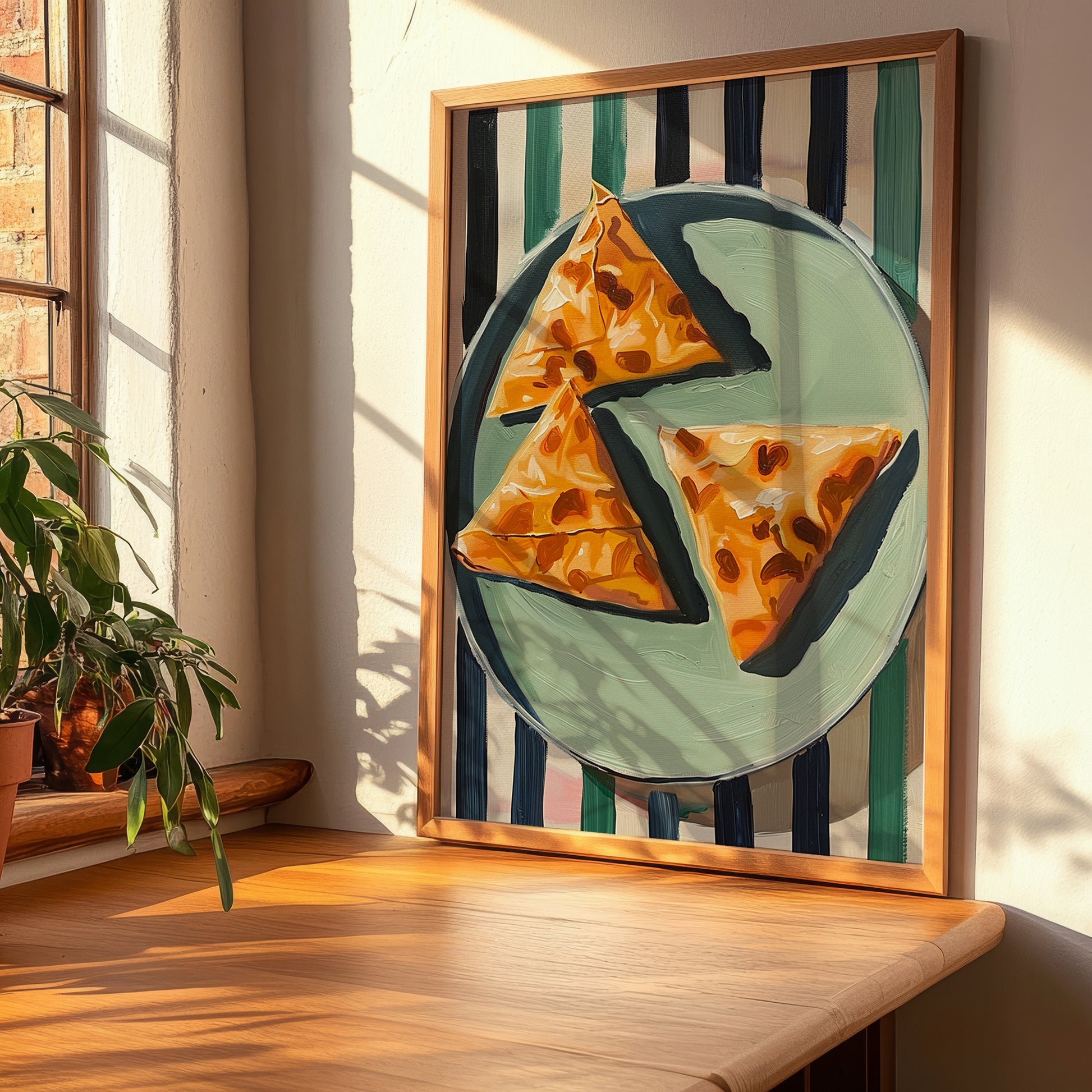 Spanakopita – on Striped Tablecloth, Greek Pastry Still Life, clean layout with no caption