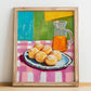 Loukoumades – Art, Greek Dessert Wall Decor, no-text version framed in wood