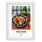Saganaki – Oil Painting, Greek Cheese Wall Decor, placed in minimal white frame