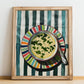 Avgolemono Soup – on Striped Tablecloth, Greek Food Wall Decor, no-text version framed in wood