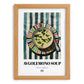 Avgolemono Soup – on Striped Tablecloth, Greek Food Wall Decor, set in oak frame