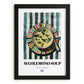 Avgolemono Soup – on Striped Tablecloth, Greek Food Wall Decor, in sleek black frame