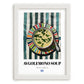 Avgolemono Soup – on Striped Tablecloth, Greek Food Wall Decor, placed in minimal white frame