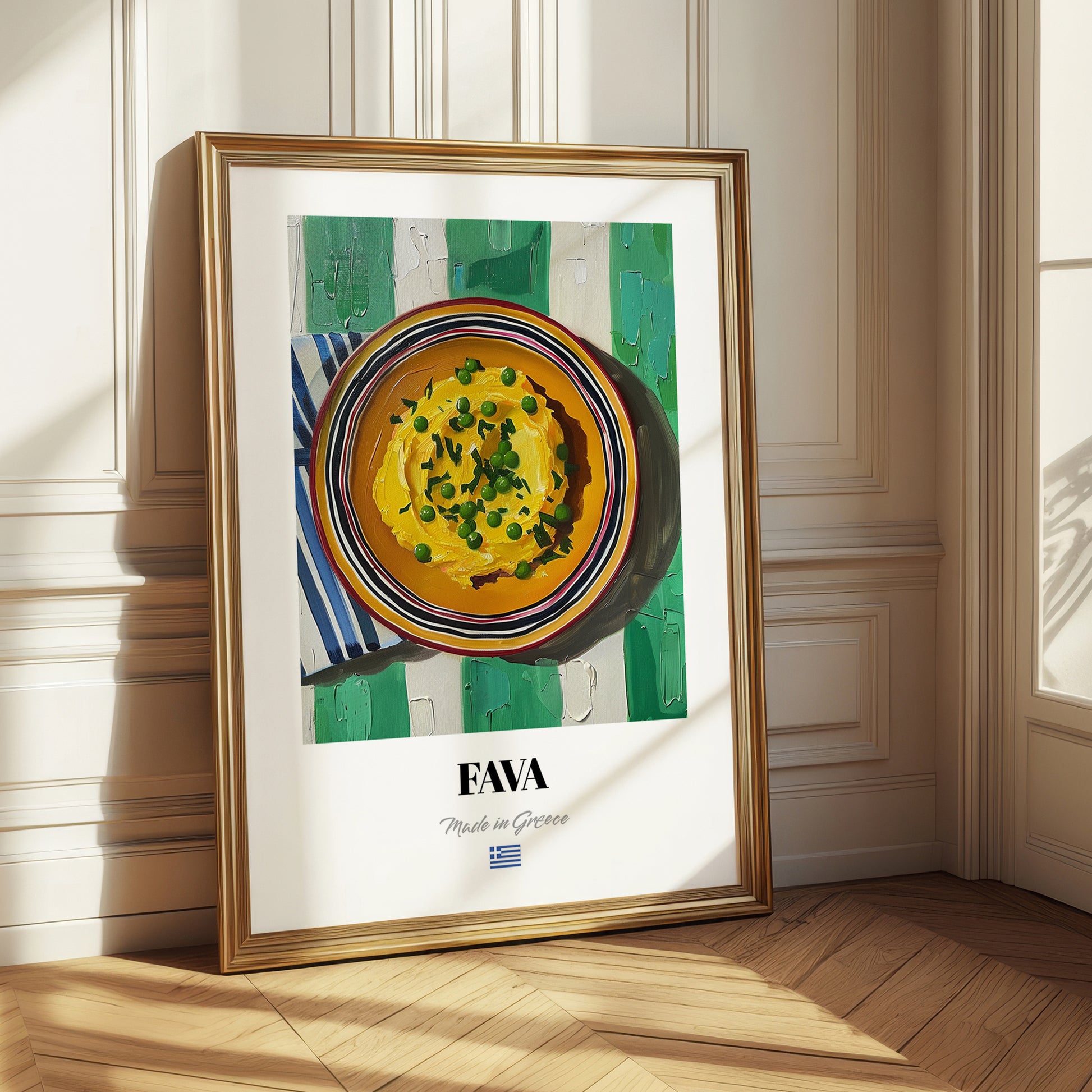 Fava – on Striped Tablecloth, Greek Food Wall Decor