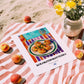 Kolokithokeftedes – Oil Painting, Greek Food Illustration, unframed on coastal sand