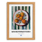 Kolokithokeftedes – on Striped Tablecloth, Greek Food Illustration, set in oak frame