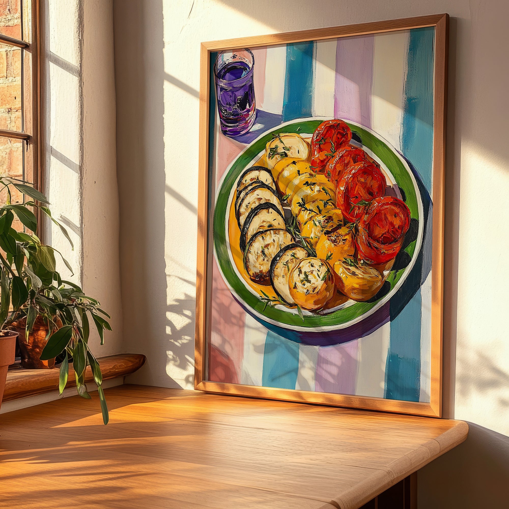 Briám – Colorful Oil Painting, Greek Food Wall Decor, clean layout with no caption