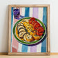 Briám – Colorful Oil Painting, Greek Food Wall Decor, no-text version framed in wood