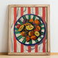 Briám – on Striped Tablecloth, Greek Food Wall Illustration, no-text version framed in wood