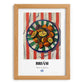 Briám – on Striped Tablecloth, Greek Food Wall Illustration, set in oak frame