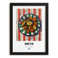Briám – on Striped Tablecloth, Greek Food Wall Illustration, in sleek black frame