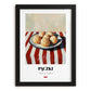 Pączki – on Striped Tablecloth, Polish Pastry Wall Decor, in sleek black frame