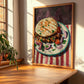 Döner Kebab – on Striped Tablecloth, Turkish Food Painting, clean layout with no caption