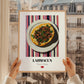 Lahmacun – on Striped Tablecloth, Turkish Food Painting, styled in a charming Paris street view