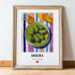 Dolma – on Striped Tablecloth, Turkish Food Wall Decor, in wooden frame leaning on the floor