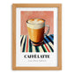Caffè Latte – on Striped Tablecloth, Italian Coffee Wall Decor, set in oak frame