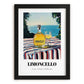 Limoncello – Italian Seaside Café Scene, Italian Spirit Wall Art, in sleek black frame
